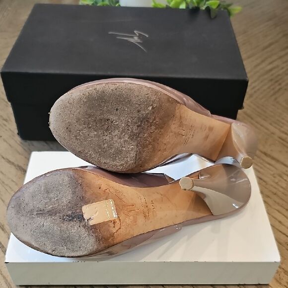 Giuseppe Zanotti Size 7.5 Nude Peep Toe Platform Heels 37.5 - Picture 8 of 15